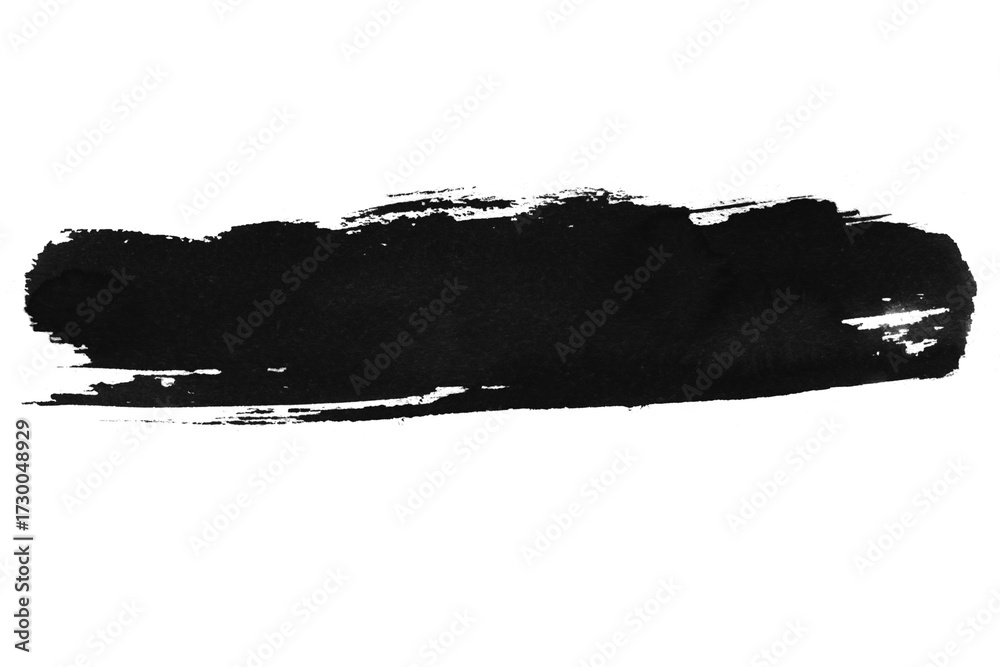 Fototapeta premium Long Black Grunge Paint Brush Stroke PNG with Rough Edges