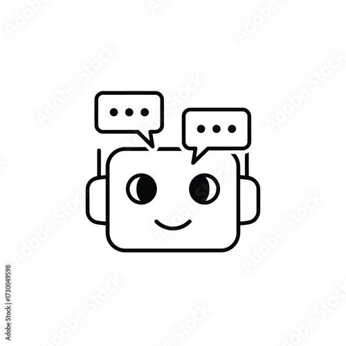 Vector illustration of vector art of a friendly chatbot icon with speech bubbles, representing communication and artificial intelligence in customer service