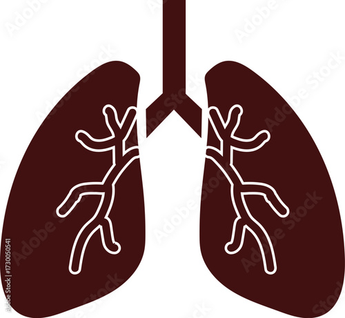 Colorful anatomical illustration of lungs vector design symbolizing human respiratory system -pulmonology and wellness concept