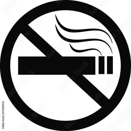 No smoking symbol black circle and slash over cigarette vector icon prohibited smoking sign illustration
