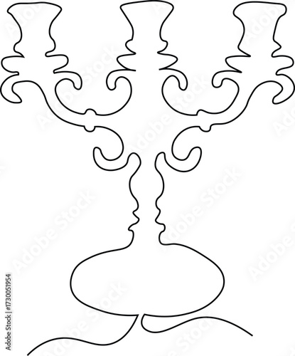 Decorative line art vector of candelabras and menorahs for holiday and interior design