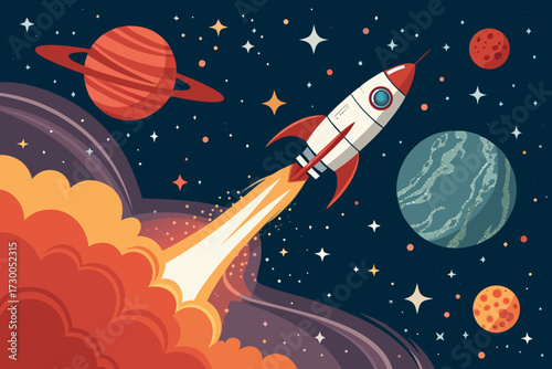 Crisp Rocket Launching With Glowing Fire Bold Space Premium Digital Asset