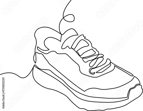 Single Line Art of Casual Sneakers  Minimalist Shoe Illustration