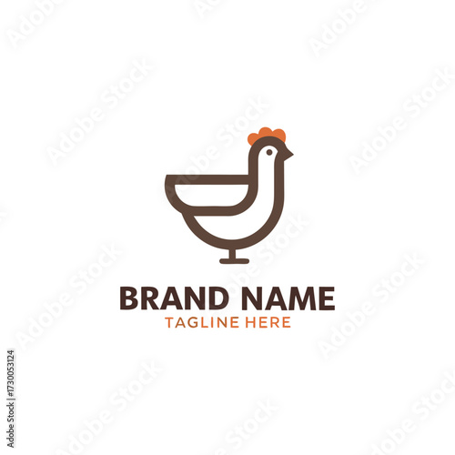 Abstract rooster head vector logo design, featuring creative farm, poultry, or food business branding emblem in modern vector style