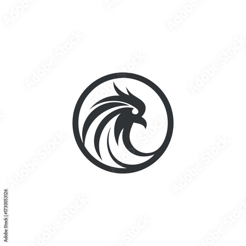 Abstract rooster head vector logo design, featuring creative farm, poultry, or food business branding emblem in modern vector style