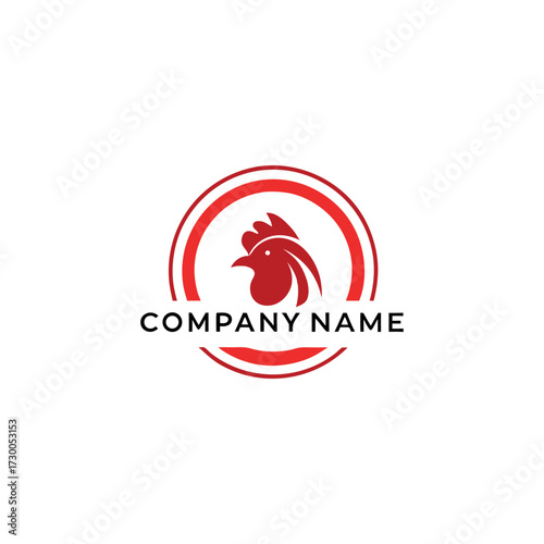 Abstract rooster head vector logo design, featuring creative farm, poultry, or food business branding emblem in modern vector style