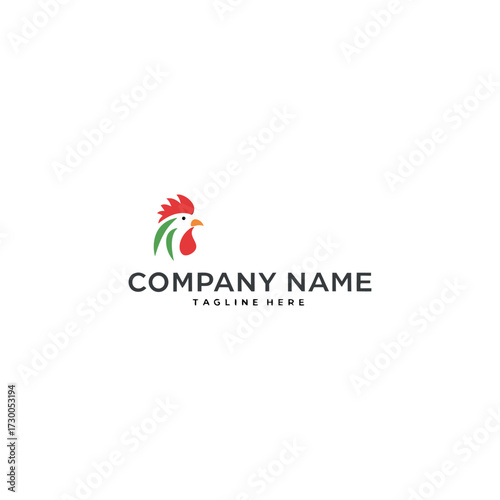 Abstract rooster head vector logo design, featuring creative farm, poultry, or food business branding emblem in modern vector style