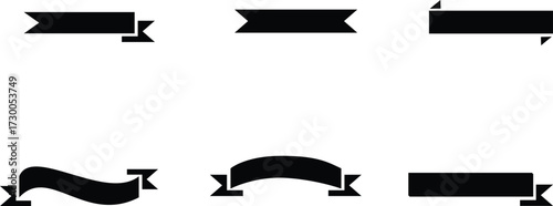 Silhouette collection of decorative ribbons classic curved and folded banner shapes for retro and festive design vector