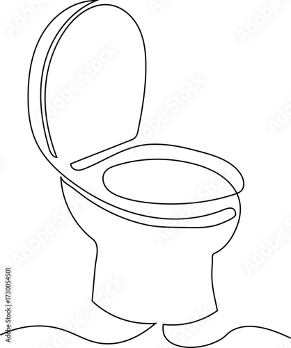 Modern toilet bowl and tank outline simple continuous line art illustration for bathroom and hygiene concept