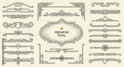 Vector illustration of vector art of collection of vintage decorative frames and borders elegant design elements for invitations, menus, labels, and other creative projects