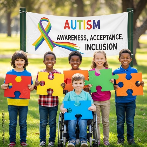 Children Autism Awareness Banner.