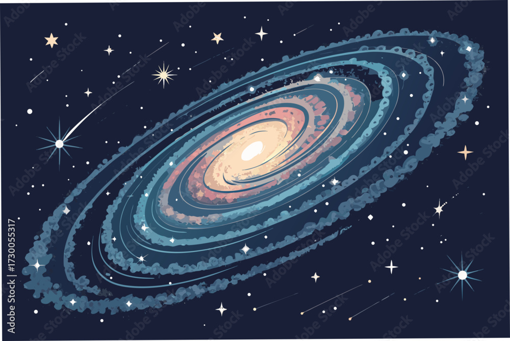 Obraz premium Featuring Stylized Milky Way Spiral Galaxy Bold Glo Dynamic Professional Photo