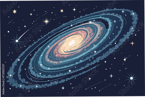 Featuring Stylized Milky Way Spiral Galaxy Bold Glo Dynamic Professional Photo