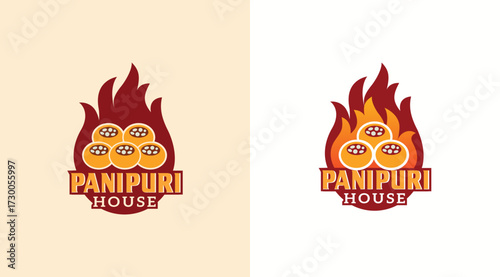 Fire Pani Puri Logo Vector Design	