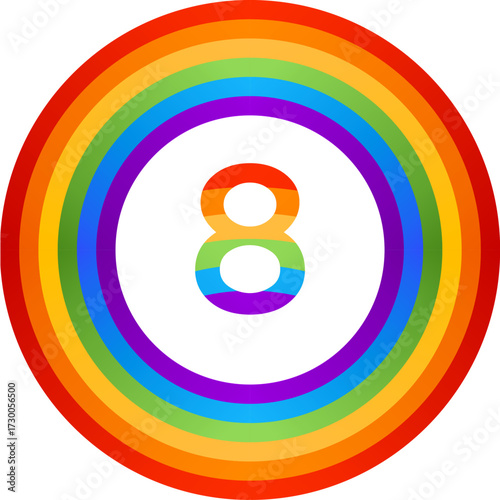 number 8 with rainbow colors. A creative and high-quality illustration featuring numbers in an abstract and modern style. Ideal for use in educational materials, financial