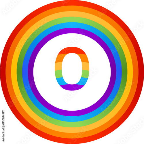 number 0 with rainbow colors. A creative and high-quality illustration featuring numbers in an abstract and modern style. Ideal for use in educational materials, financial