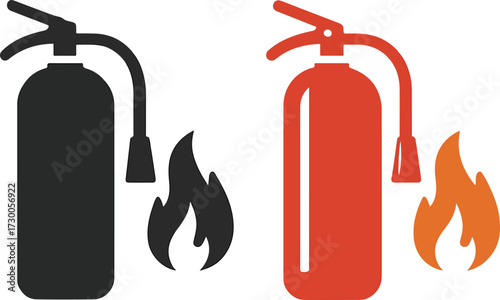 Fire extinguisher icons showing fire safety and emergency response equipment