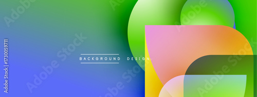 Abstract colorful background. Overlapping circles create dynamic visual effect. Gradient transitions offer smooth color flow. Modern design element.