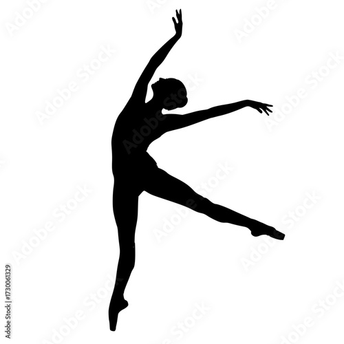Vector art of silhouette of a ballerina performing an arabesque graceful dancer in elegant pose, showcasing balance, flexibility, and artistic expression through movement