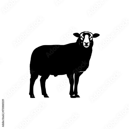 Vector art of silhouette of a sheep a woolly mammal, often associated with farms and agriculture, providing valuable resources like wool and meat for human use
