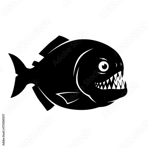 Vector art of piranha with sharp teeth a menacing depiction of a carnivorous fish, highlighting its predatory nature and formidable dental structure