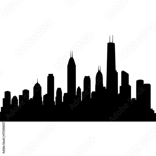 Vector art of chicago skyline silhouette, showcasing the iconic skyscrapers and architectural marvels, a symbol of urban grandeur and the vibrant heart of illinois