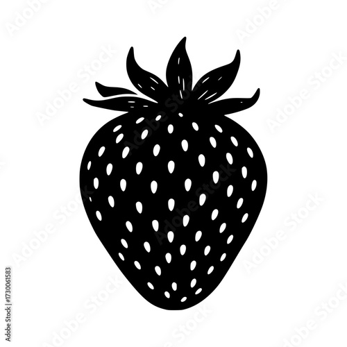 Vector art of a luscious strawberry, its vibrant texture and sweet promise captured in a simple yet striking design, perfect for summer treats