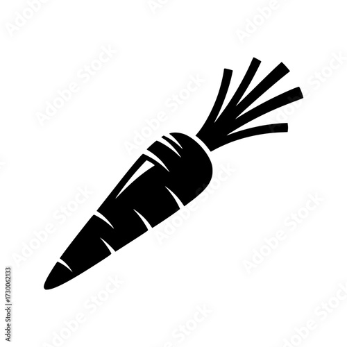 Vector art of a vibrant carrot, showcasing its conical shape, textured surface, and feathery green top, symbolizing health, nutrition, and the bounty of nature