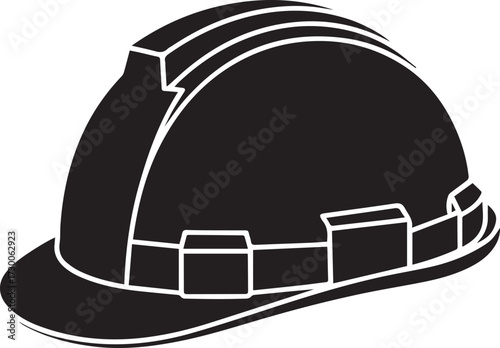 Construction helmet silhouette vector, black and white silhouette vector illustration