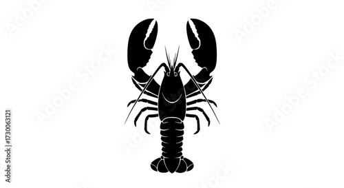 Vector art of a striking silhouette of a lobster, , showcasing its prominent claws and intricate details, capturing the essence of marine life and culinary delight