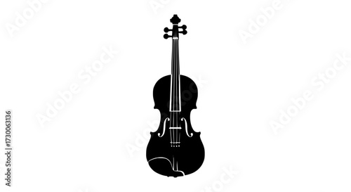 Vector art of a classic silhouette of a violin, showcasing its elegant curves, intricate details, and the timeless beauty of this beloved musical instrument