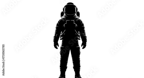 Vector art of silhouette of an astronaut, embodying the spirit of exploration and the boundless possibilities of space travel, representing human curiosity and innovation