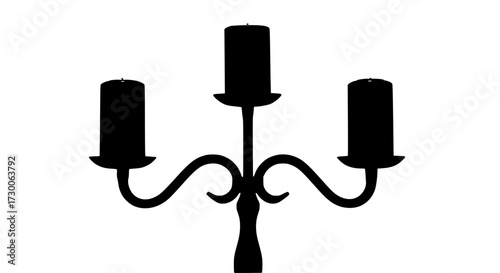 Vector art of a black silhouette of a threecandle candelabra, showcasing its elegant design and classic appeal, perfect for adding a touch of vintage charm to any setting