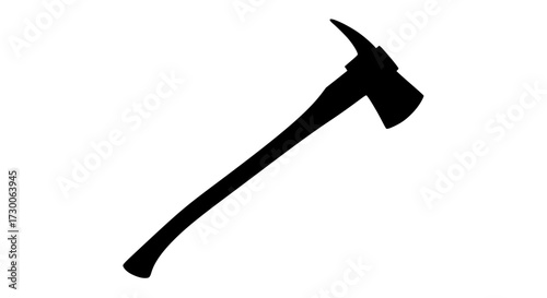 Vector art of an axe, a powerful tool rendered in a stark black silhouette, its sharp lines and sturdy form contrasting against the pristine white backdrop