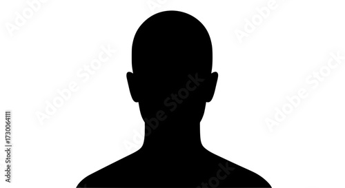 Vector art of an enigmatic black silhouette of a persons head and shoulders, , creating a sense of mystery and anonymity, inviting contemplation on identity