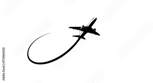 Vector art of silhouette of an airplane taking off, illustrating the excitement and adventure of air travel and the freedom and possibilities of exploring new destinations