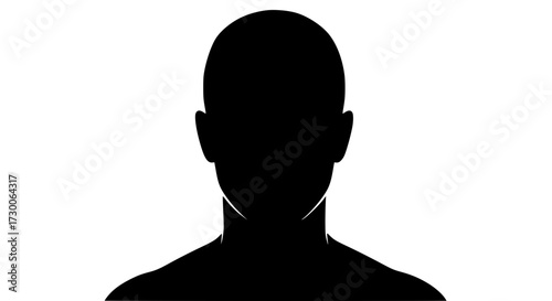 Vector art of silhouette of a persons head and shoulders, representing anonymity, mystery, and the universal human form in a minimalist and abstract style