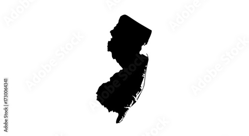 Vector art of silhouette of new jersey state, showcasing its unique shape and geographical outline, a recognizable symbol of the garden state, usa