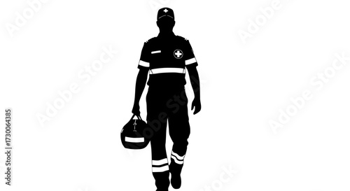 Vector art of a paramedic in uniform, carrying a medical bag, ready to respond to emergencies, a symbol of hope and healing, a beacon of light in the darkness