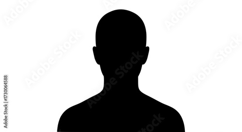 Vector art of a stark black silhouette of a persons head and shoulders, , creates a mysterious and anonymous figure, evoking curiosity