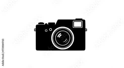 Vector art of a classic camera silhouette, , representing photography, capturing moments, and preserving memories with its iconic design and timeless appeal
