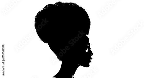 Vector art of silhouette of a woman with an afro hairstyle, celebrating the beauty and strength of black culture and natural hair in a striking image