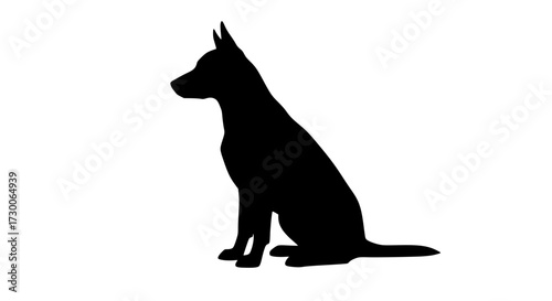 Vector art of silhouette of a seated dog a sleek, black silhouette captures the elegant posture of a dog in a seated position, set against a pristine white backdrop