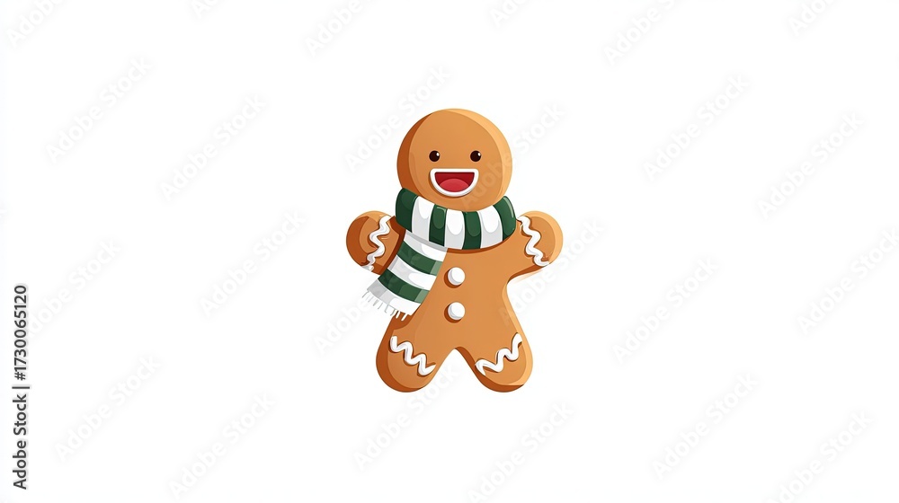 Fototapeta premium Flat Illustration of Gingerbread Man with Transparent Background for Holiday Design and Digital Projects