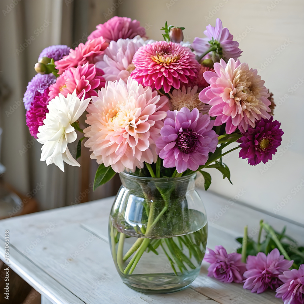 Obraz premium glass vase with beautiful flowers