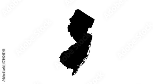 Vector art of silhouette of new jersey state showcasing its unique shape, geographical location, and distinctive outline, representing the states identity
