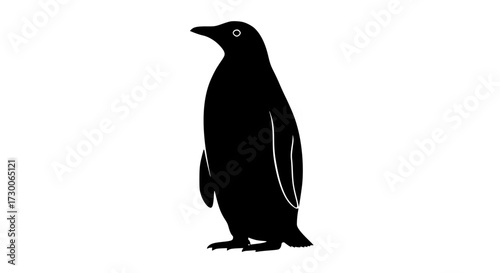 Vector art of silhouette of a penguin, showcasing its distinctive form, waddle, and association with cold climates and aquatic environments, standing tall