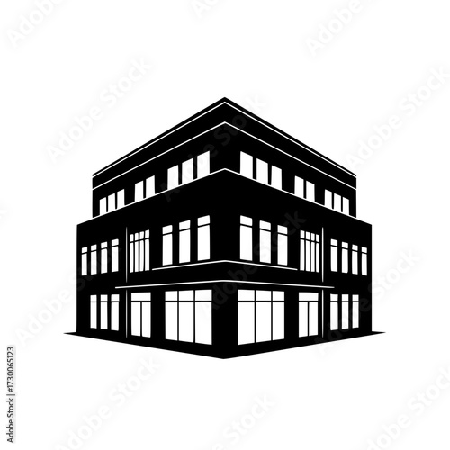 Vector art of architectural illustration of a multistory building, representing urban development and modern architecture, suitable for real estate and construction projects