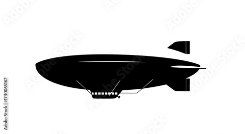 Vector art of a black silhouette of a zeppelin, , representing air travel, vintage technology, and historical aviation, perfect for retro designs