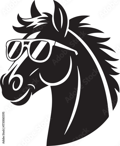 A Horse with Sunglasses silhouette vector illustration